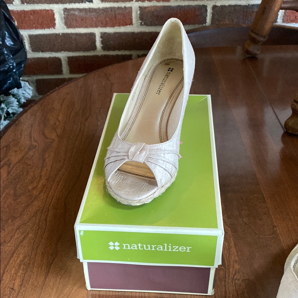 Naturalizer Women's Cream Peep Toe Wedge Shoes